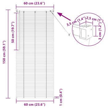 Venetianer Jalousie Verstellbar Weiß 150 x 60 cm PVC