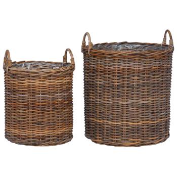 Blumentopf Körbchen mit Speicher 2 pcs Braun Lacak Rattan