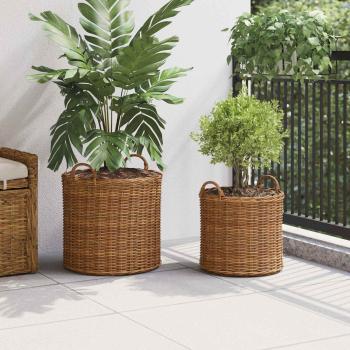 Blumentopf Körbchen mit Speicher 2 pcs Braun Lacak Rattan