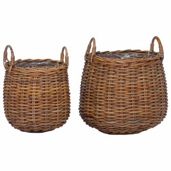 Blumentopf Körbchen mit Speicher 2 pcs Braun Lacak Rattan