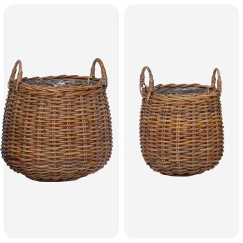 Blumentopf Körbchen mit Speicher 2 pcs Braun Lacak Rattan