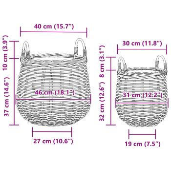 Blumentopf Körbchen mit Speicher 2 pcs Braun Lacak Rattan