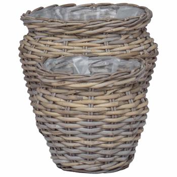 Blumentopfkorb mit Speicher 2 pcs Grau Lacak Rattan