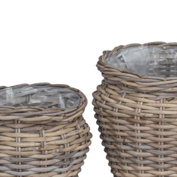 Blumentopfkorb mit Speicher 2 pcs Grau Lacak Rattan
