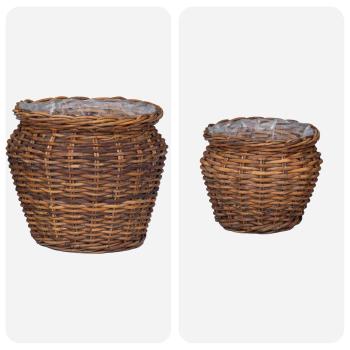 Blumentopfkorb mit Speicher 2 pcs Braun Lacak Rattan