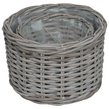 Blumentopf Korb mit Speicher 2 pcs Grau Kubu Rattan