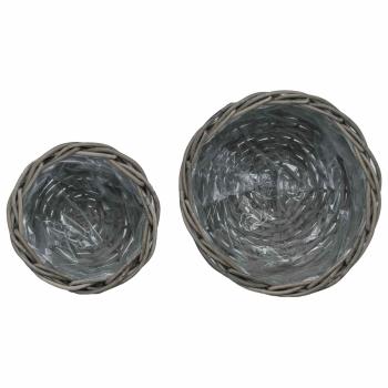 Blumentopf Korb mit Speicher 2 pcs Grau Kubu Rattan