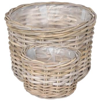Blumentopf Korb GENDT 2 stk. Natürliches Grau Kubu Rattan