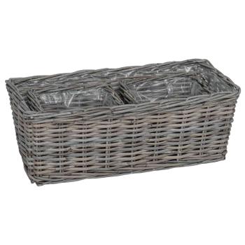 Blumentopfkorb mit Speicher 3 pcs Grau Kubu Rattan