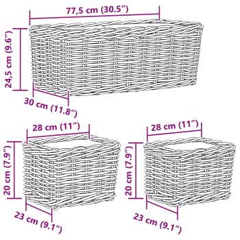 Blumentopfkorb mit Speicher 3 pcs Braun Kubu Rattan