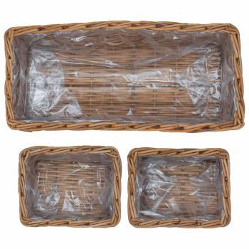 Blumentopfkorb mit Speicher 3 pcs Braun Kubu Rattan