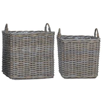 ARDEBO.de - Pflanzer Korb mit Speicher 2 pcs Grau Lacak Rattan