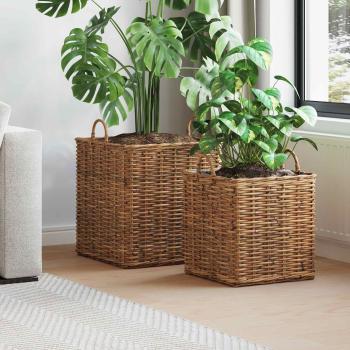 ARDEBO.de - Pflanzer Korb mit Speicher 2 pcs Braun Lacak Rattan