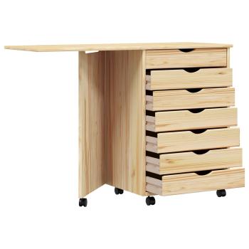 Rollwagen mit Schreibtisch MOSS Klarlack 105,5 x 39 x 74,5 cm