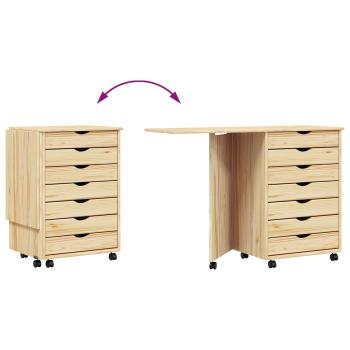 Rollwagen mit Schreibtisch MOSS Klarlack 105,5 x 39 x 74,5 cm