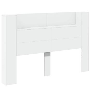 ARDEBO.de - Kopfteil-Schrank mit LED mit Regal Weiß 160 x 16,5 x 103,5 cm