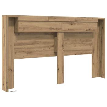 Kopfteil-Schrank mit LED Kunsthandwerk Eiche Holzwerkstoff