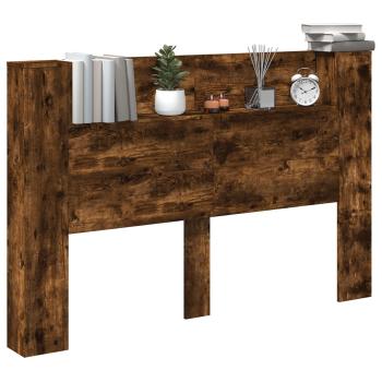 ARDEBO.de - Kopfteil-Schrank mit LED Geräucherte Eiche Holzwerkstoff