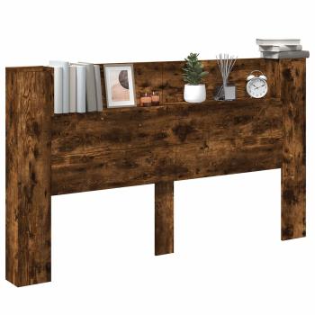 ARDEBO.de - Kopfteil-Schrank mit LED Geräucherte Eiche Holzwerkstoff