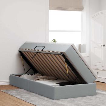 Aufbewahrungsbett mit Matratze Hellgrau 100 x 200 cm Polyester