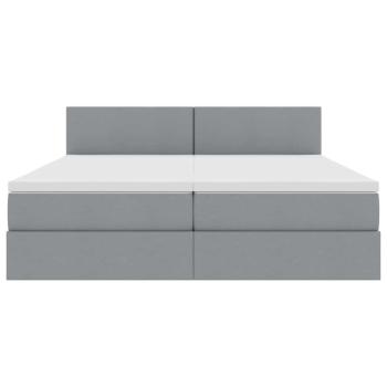 Aufbewahrungsbett mit Matratze Hellgrau 200 x 200 cm Kunstleder