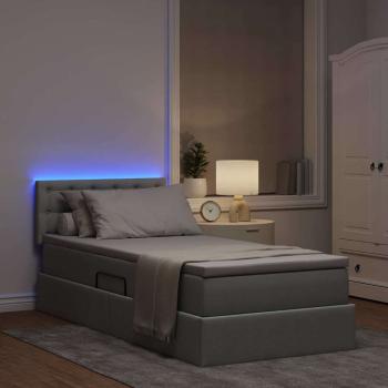 Bett mit Stauraum und LED mit LED Hellgrau 100 x 200 cm Stoff
