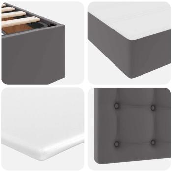 Aufbewahrungsbett mit Matratze Grau 160 x 200 cm Kunstleder