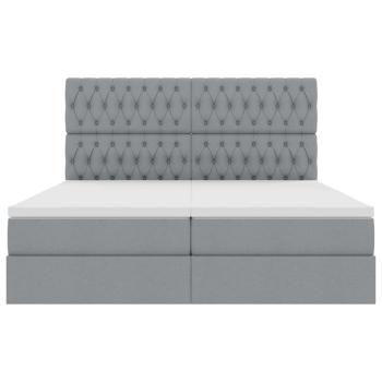 Aufbewahrungsbett mit Matratze Hellgrau 200 x 200 cm Kunstleder