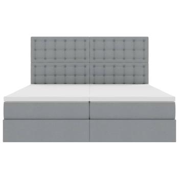 Aufbewahrungsbett mit Matratze Hellgrau 200 x 200 cm Kunstleder