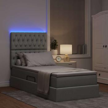 Bett mit Stauraum und LED Hellgrau 100 x 200 cm Polyester