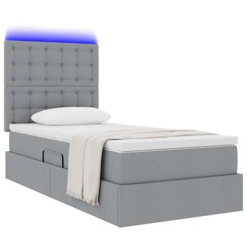 Bett mit Stauraum und LED Hellgrau 100 x 200 cm Polyester