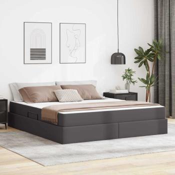 ARDEBO.de - Aufbewahrungsbett mit Matratze mit Speicher 2 stk. Grau Leder