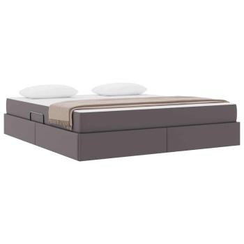 Aufbewahrungsbett mit Matratze mit Speicher 2 stk. Grau Leder