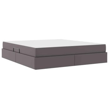Aufbewahrungsbett mit Matratze mit Speicher 2 stk. Grau Leder