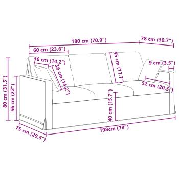 Sofa 180cm Blau Metall