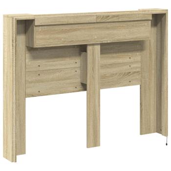 Kopfteil-Schrank mit LED Sonoma Holzwerkstoff