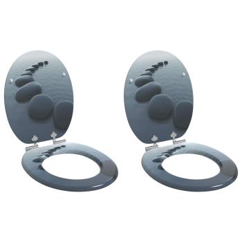 ARDEBO.de - Toilettensitz 2 pcs Grau 44 x 38 cm MDF-Platte