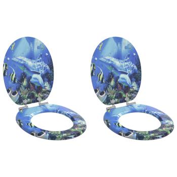 ARDEBO.de - Toilettensitz 2 pcs Blau 44 x 38 cm MDF-Platte