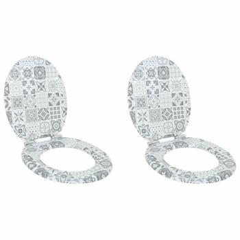 ARDEBO.de - Toilettensitz 2 pcs Blau und Weiß Porzellan 44 x 38 cm