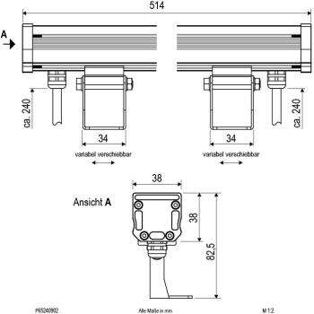 EVN LED Wallpainter, IP65, 9W, 3000K, 729lm, 24V/DC, Ein- und Ausgang je 24cm Leitung mit Stecksystem, silber (P65240902)