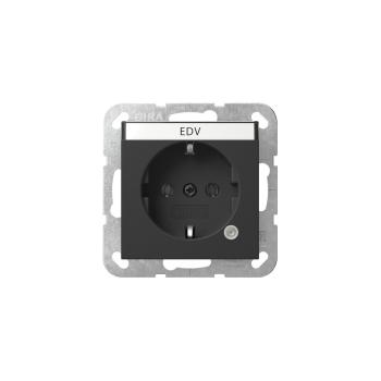 ARDEBO.de Gira 4452005 SCHUKO-Steckdose, 16A 250V~ mit Kontrolllicht und Beschriftungsfeld, System 55, schwarz