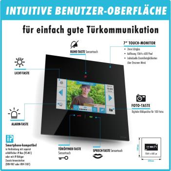 M-E VDV-1007-S 7 Zoll Monitor, Bildspeicher, Freisprechen, Sensortouch & mp3, schwarz (41279)