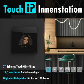 M-E Vistadoor VDV-1107-S mit 7 Zoll Monitor iP (App), Bildspeicher, Freisprechen, Sensortouch & mp3, schwarz (41281)