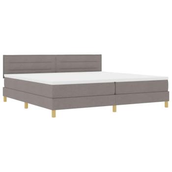 LED Boxspringbett mit Matratze mit LED Taupe 200 x 200 cm Stoff