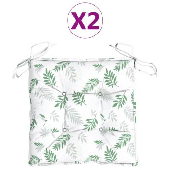 Stuhlkissen 2 Stk. Blattmuster 40x40x7 cm Stoff