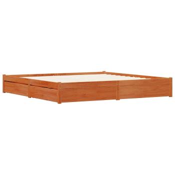 ARDEBO.de - Bettrahmen Wachsbraun 200 x 200 cm Massivholz Kiefer