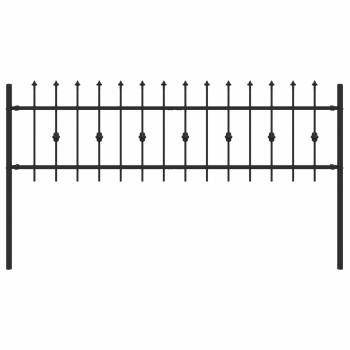 Spießzaun Schwarz 200 x 130 cm Pulverbeschichteter Stahl