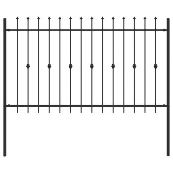Spießzaun Schwarz 200 x 130 cm Pulverbeschichteter Stahl