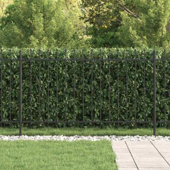 Spießzaun Schwarz 200 x 130 cm Pulverbeschichteter Stahl