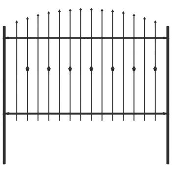 Spießzaun Schwarz 200 x 130 cm Pulverbeschichteter Stahl
